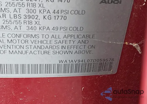 2007 Audi Q7 4.2 z USA, uszkodzony, nr VIN WA1AV94L07D059576